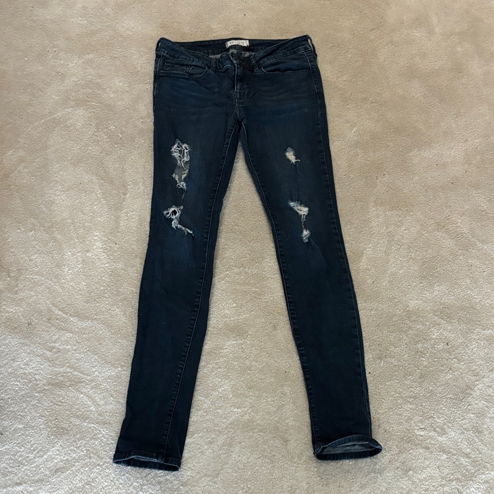 Bullhead Dark Distressed Skinny Jeans